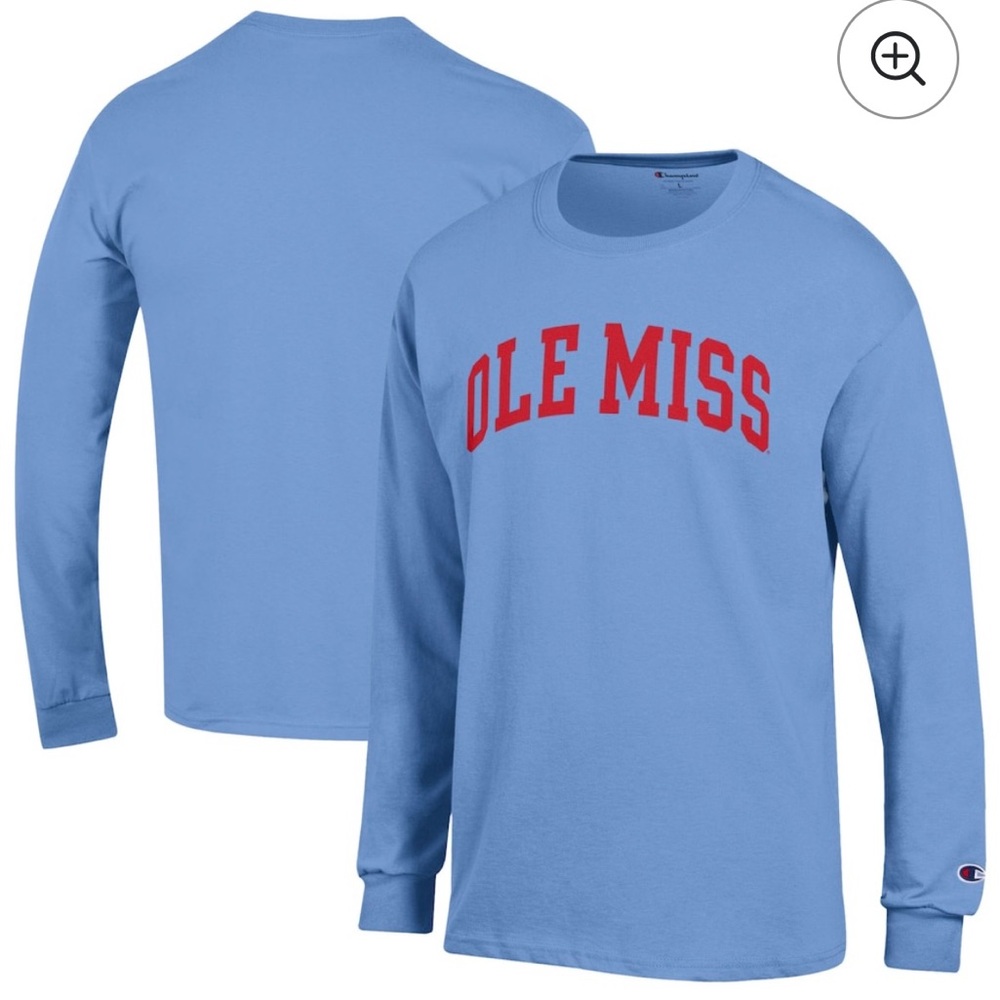 Champion Light Blue Ole Miss Long Sleeve Tee Large NWT